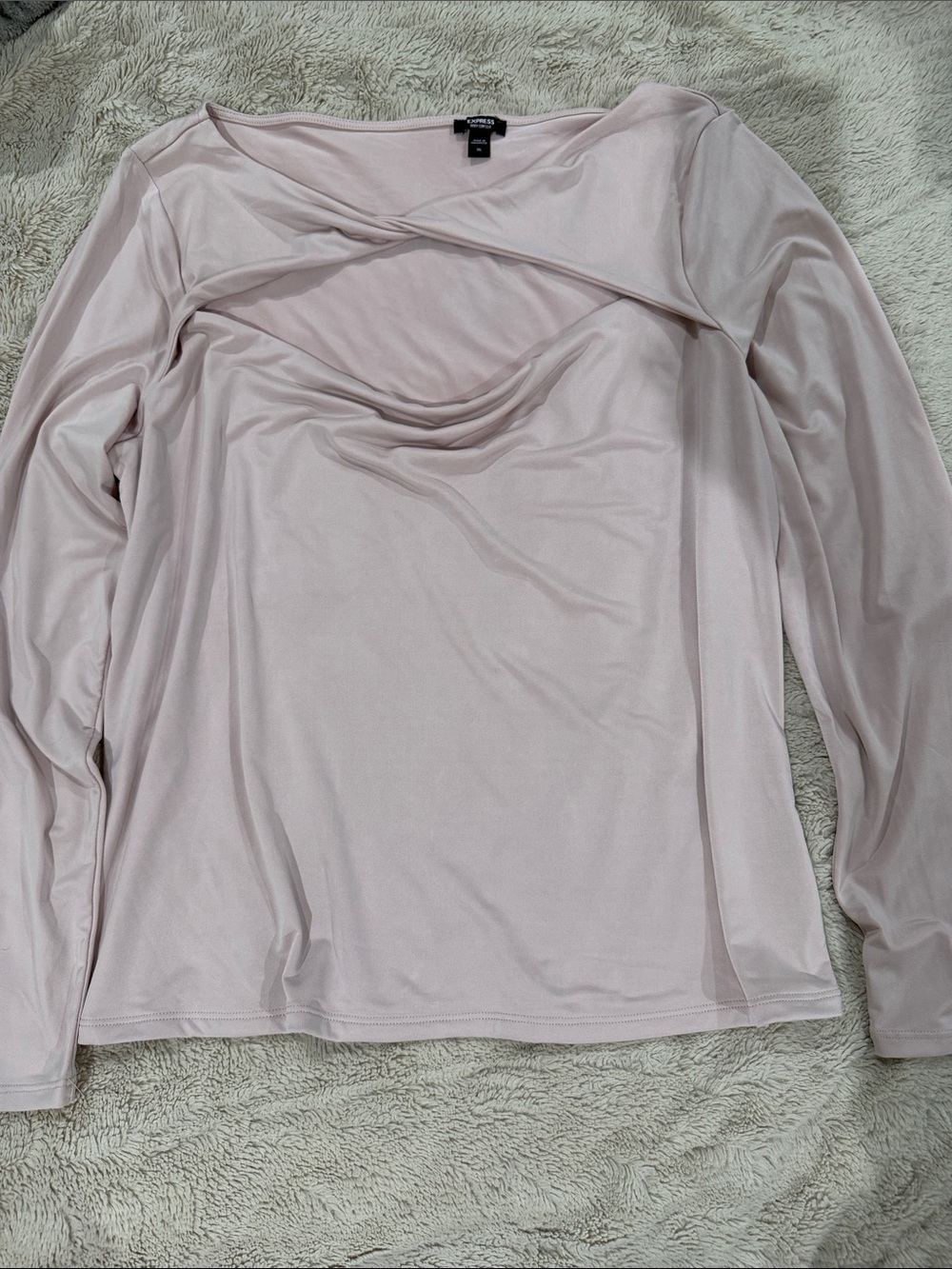 Express Soft Blush Draped Long-Sleeve Tee